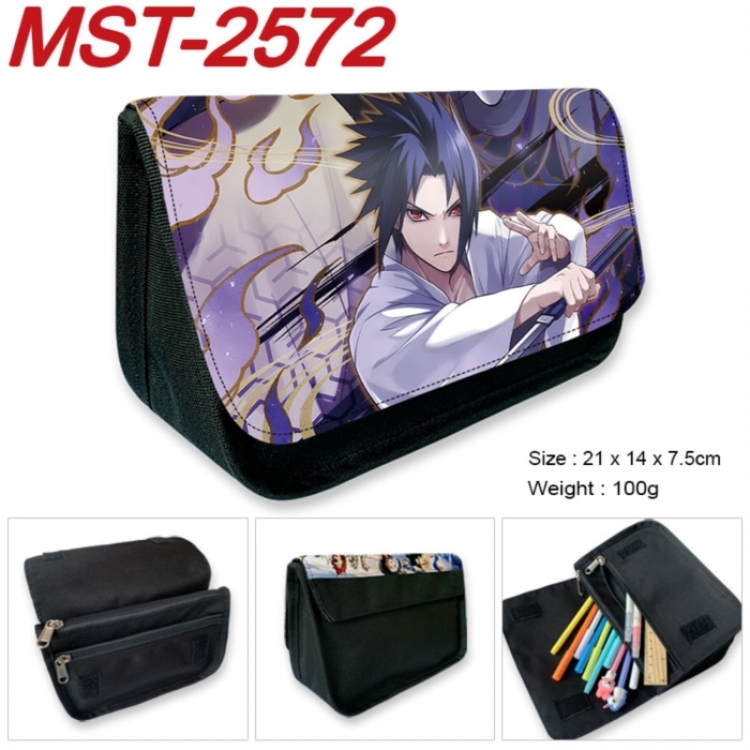 Naruto Anime Velcro canvas zipper pencil case Pencil Bag 21x14x7.5cm