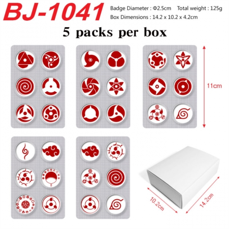 Naruto Anime peripheral pill bar badge 25mm 5 packs per box