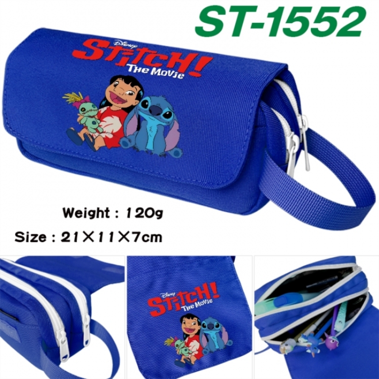 Lilo & Stitch Anime waterproof canvas portable double-layer pencil bag cosmetic bag 21x11x7cm
