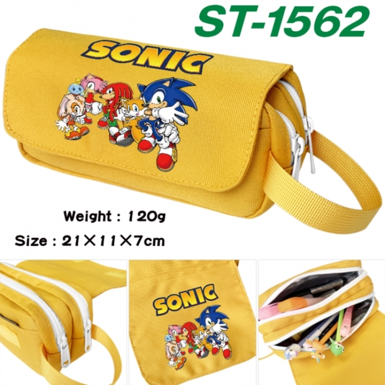 Sonic The Hedgehog Anime waterproof canvas portable double-layer pencil bag cosmetic bag 21x11x7cm