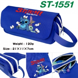 Lilo & Stitch Anime waterproof canvas portable double-layer pencil bag cosmetic bag 21x11x7cm