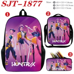 K-Pop:Demon Hunters Anime nylon canvas backpack pencil case crossbody bag three piece set 45x33x14cm