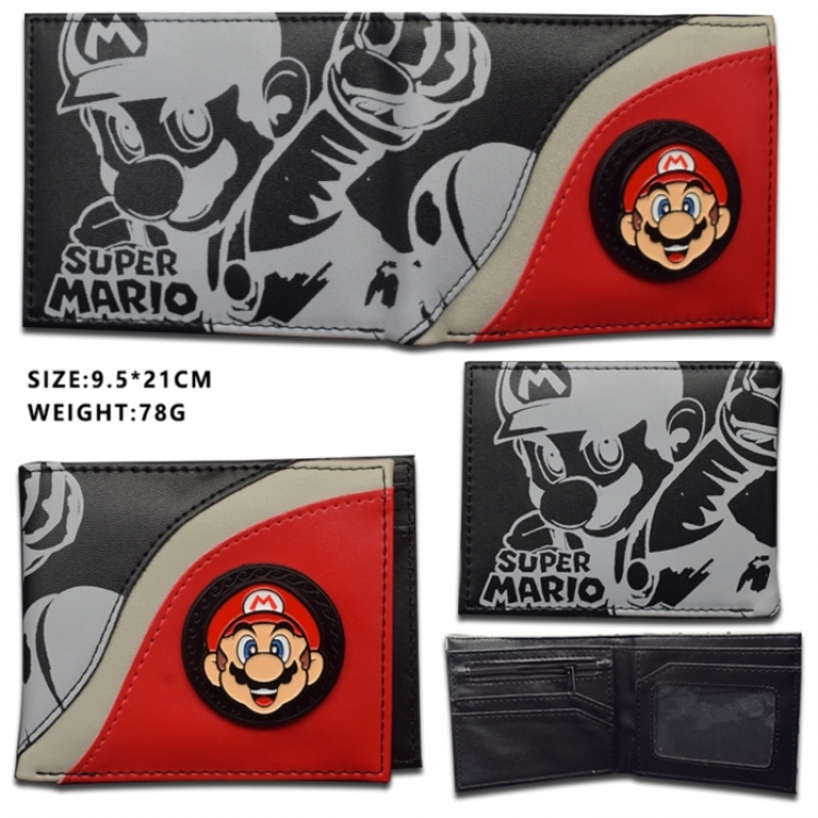 Super Mario Rotating Hardware PU Short Foldover Wallet 9.5X21CM 78G