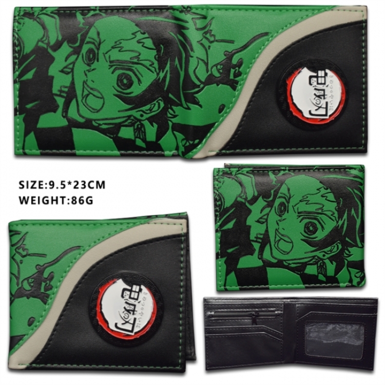 Demon Slayer Kimets Rotating Hardware PU Short Foldover Wallet 9.5X21CM 78G