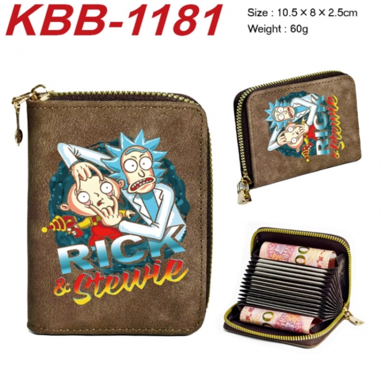 Rick and Morty Anime-themed bank card zipper cardholder with dimensions 10.5x8x2.5cm