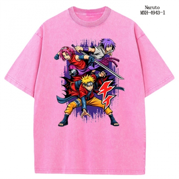 Naruto Anime peripheral pure cotton washed and worn T-shirt from S to 2XL