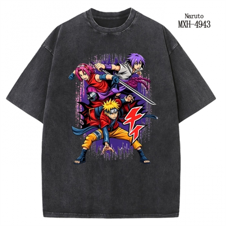 Naruto Anime peripheral pure cotton washed and worn T-shirt from S to 2XL