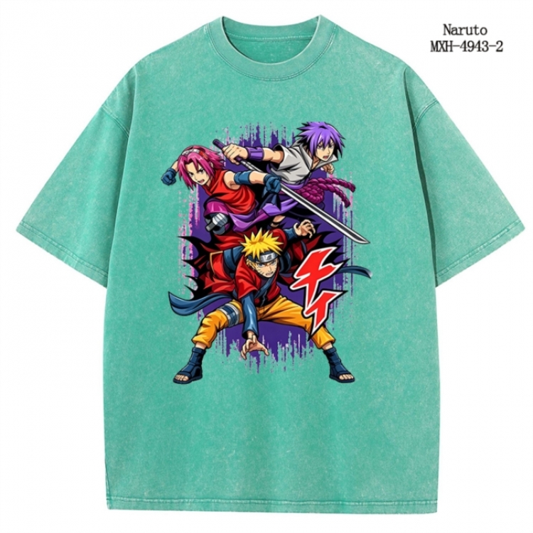 Naruto Anime peripheral pure cotton washed and worn T-shirt from S to 2XL