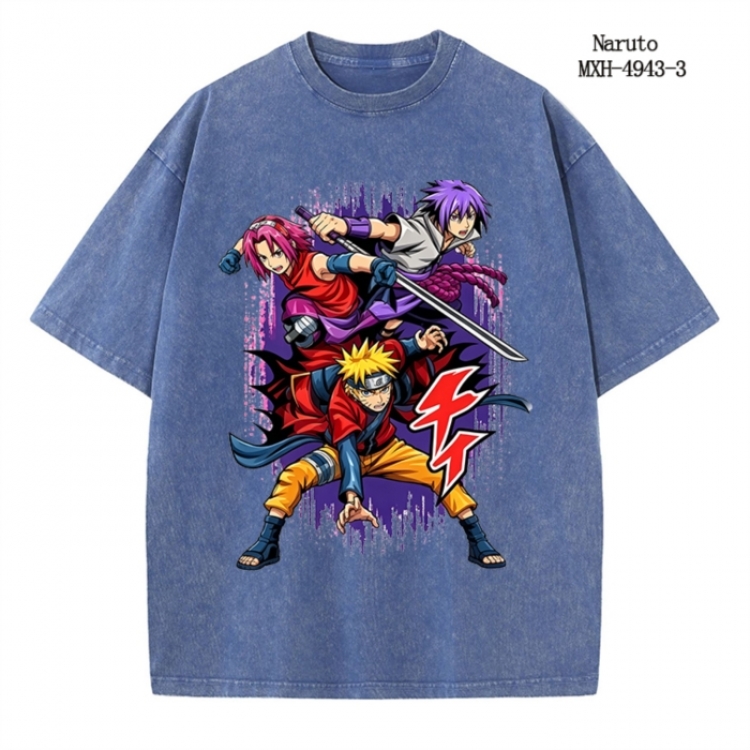 Naruto Anime peripheral pure cotton washed and worn T-shirt from S to 2XL