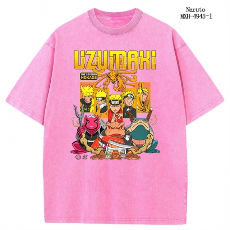 Naruto Anime peripheral pure cotton washed and worn T-shirt from S to 2XL