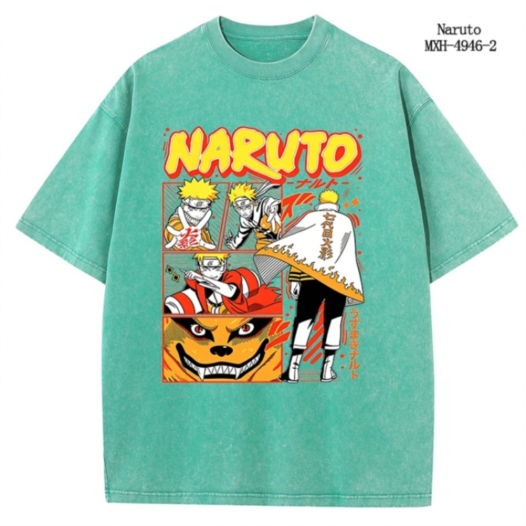 Naruto Anime peripheral pure cotton washed and worn T-shirt from S to 2XL