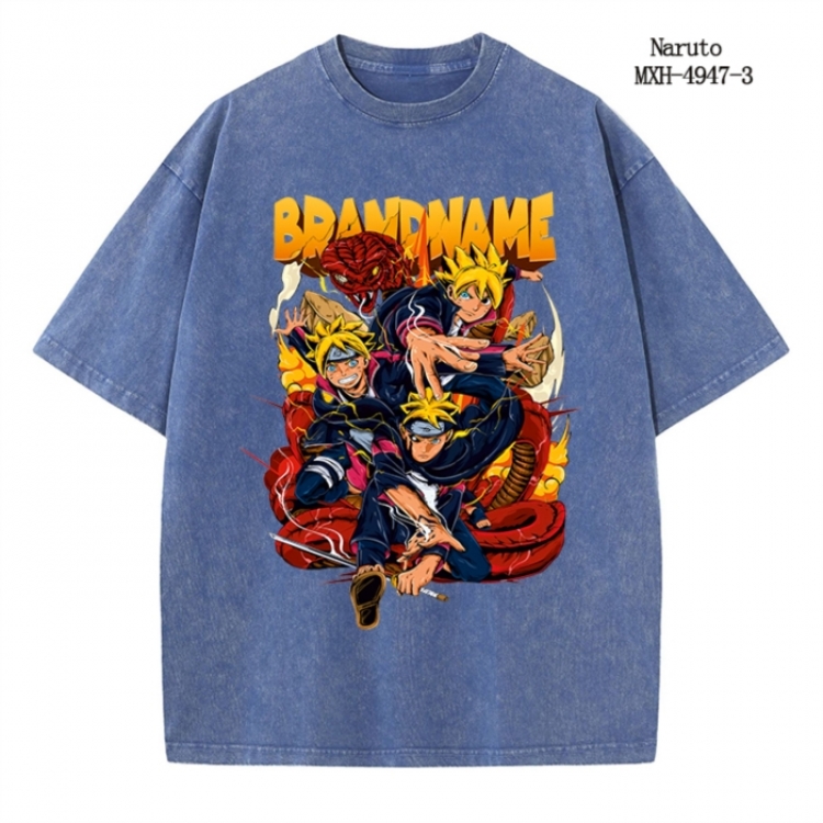 Naruto Anime peripheral pure cotton washed and worn T-shirt from S to 2XL