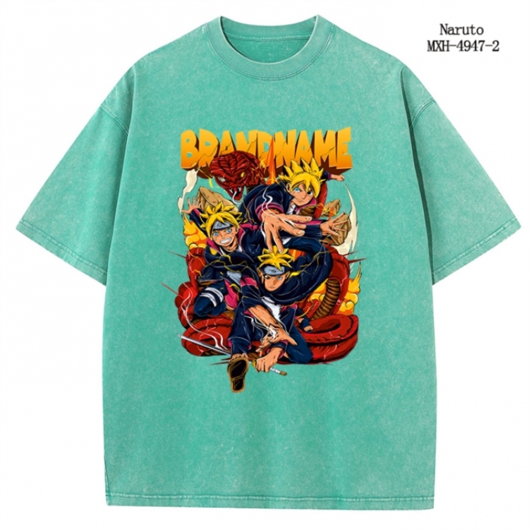 Naruto Anime peripheral pure cotton washed and worn T-shirt from S to 2XL